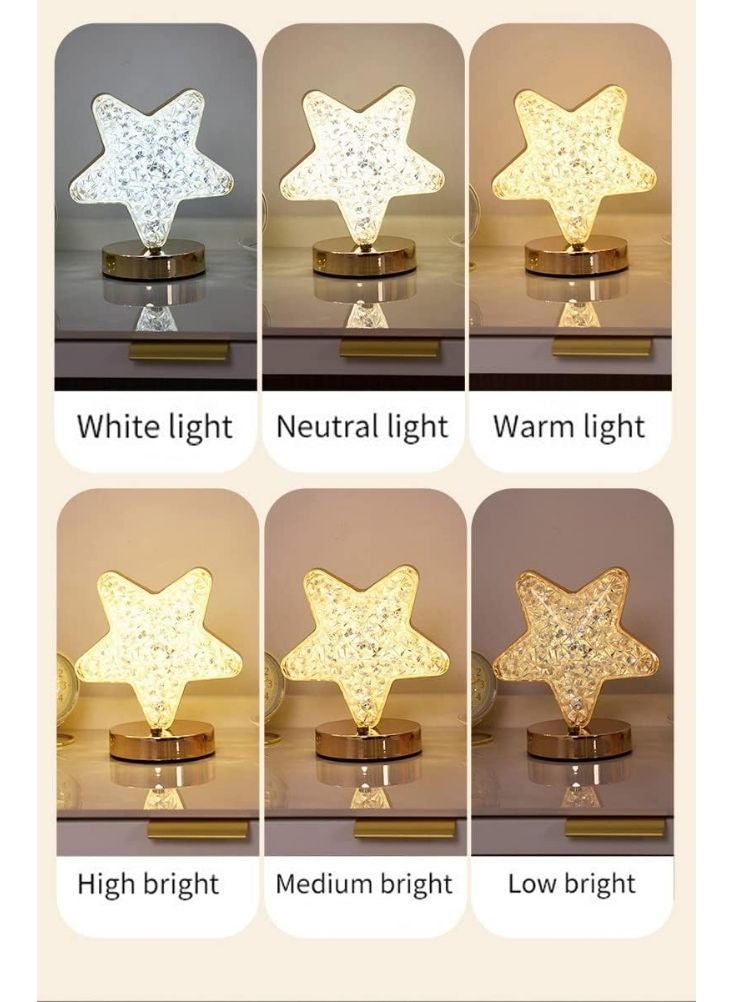 Premium Modern Crystal Star LED Table Lamp – Warm White Decorative Night Light - Image 2